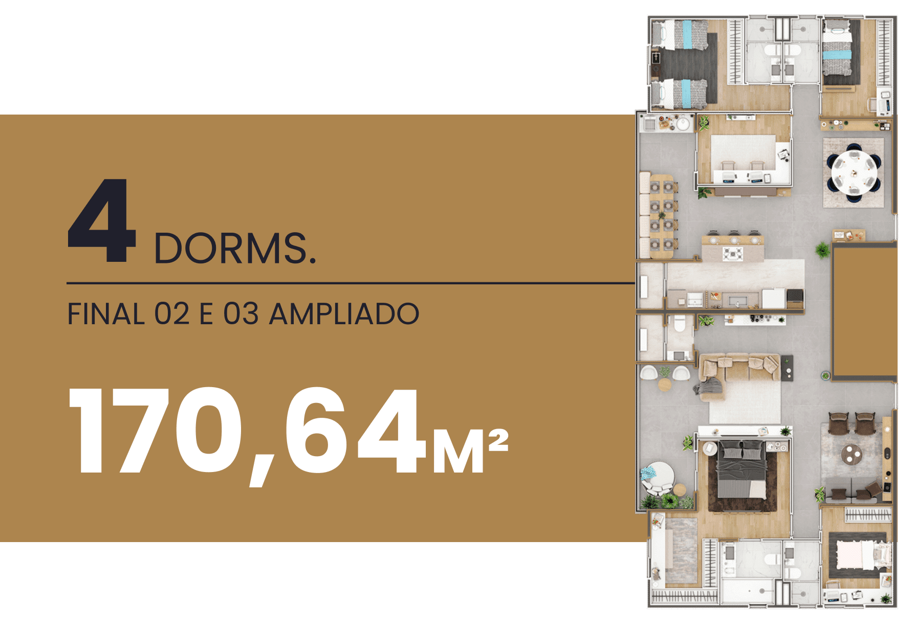 Planta 4 Dorms. 170.64m²